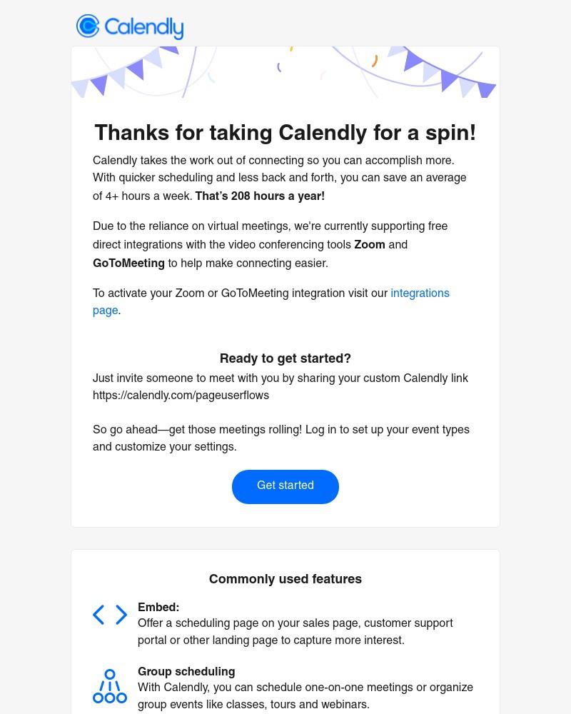 Screenshot of email sent to a Calendly Invited user