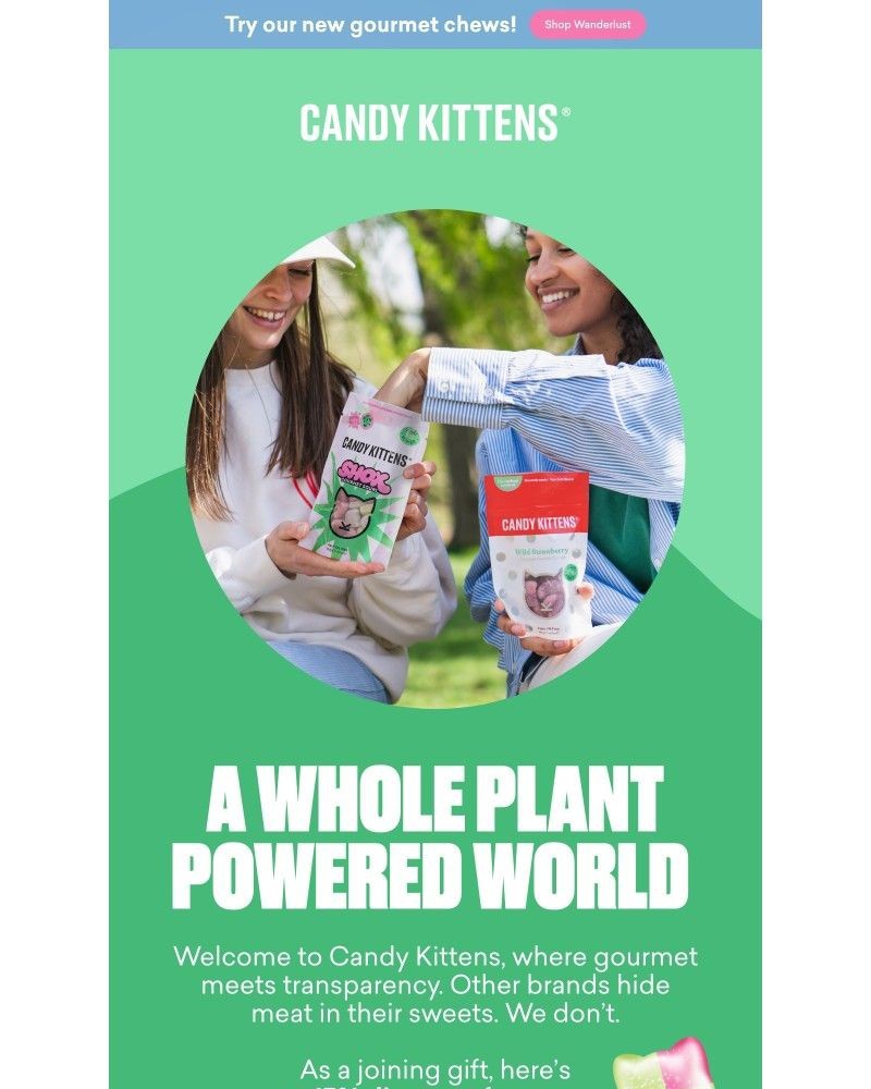 Screenshot of email sent to a Candy Kittens Newsletter subscriber