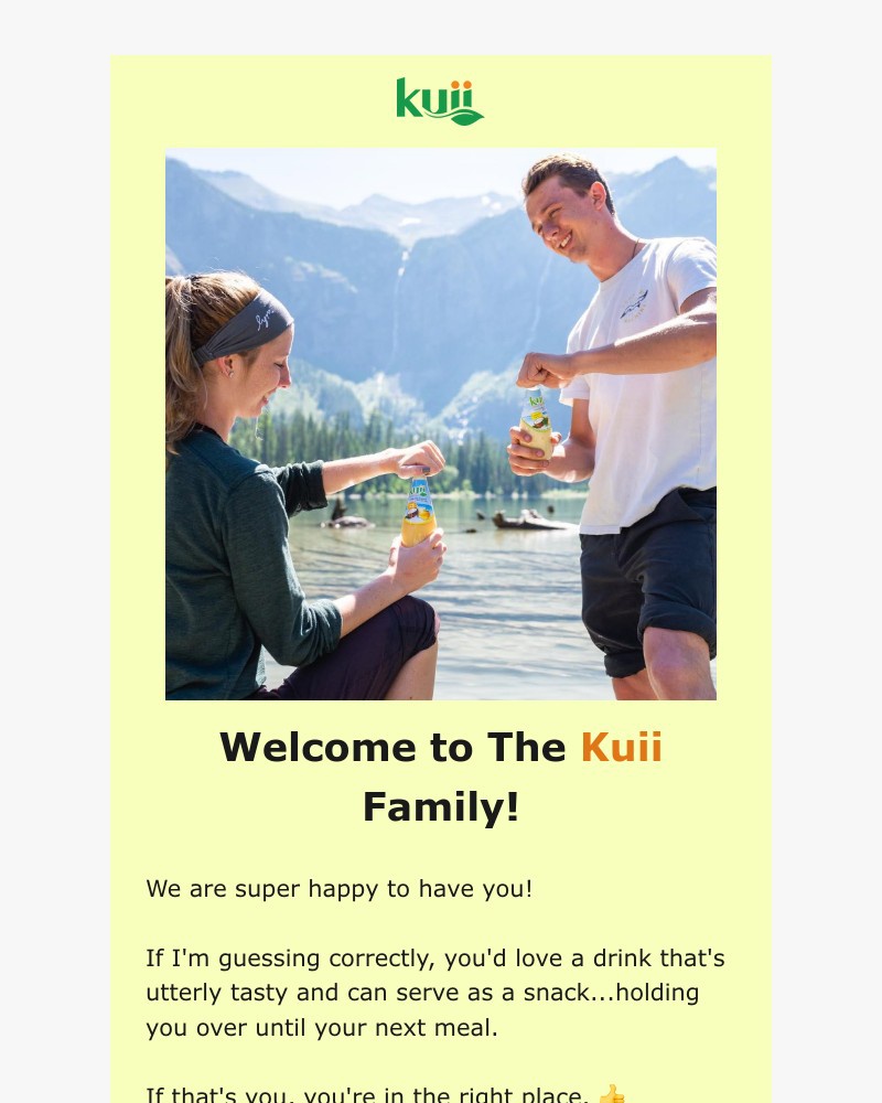 Screenshot of email sent to a Kuii Newsletter subscriber