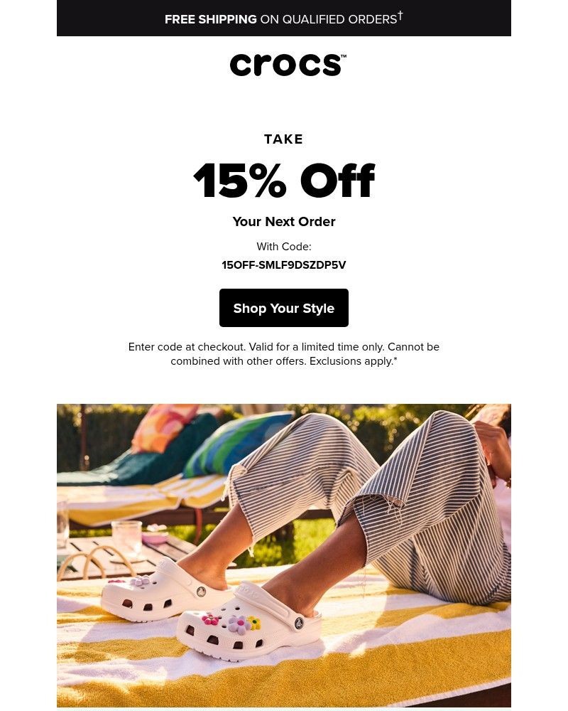 Screenshot of email sent to a Crocs Newsletter subscriber