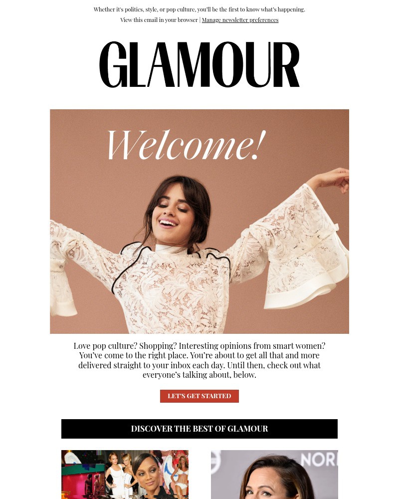 Screenshot of email sent to a Glamour Newsletter subscriber