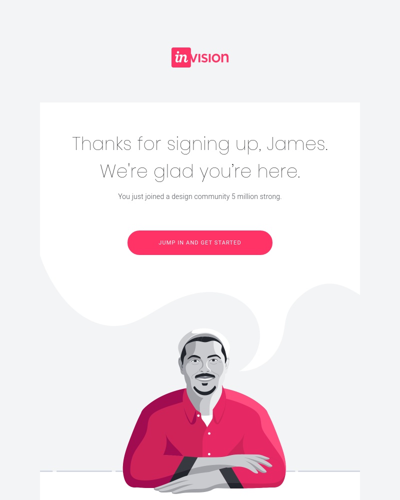 Screenshot of email sent to a InVision Registered user