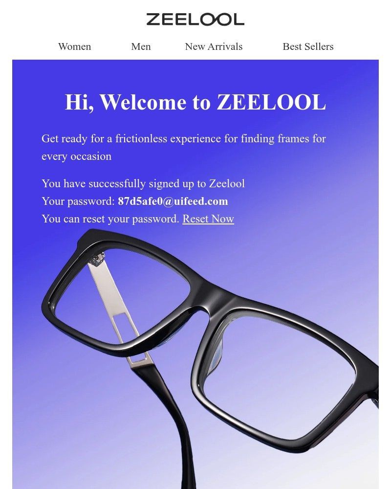 Screenshot of email sent to a Zeelool Newsletter subscriber
