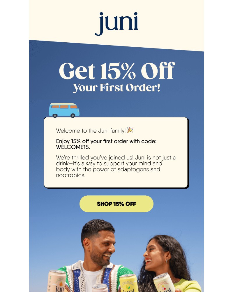 Screenshot of email sent to a Juni Newsletter subscriber