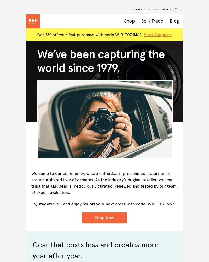 Screenshot of email sent to a KEH Camera Newsletter subscriber