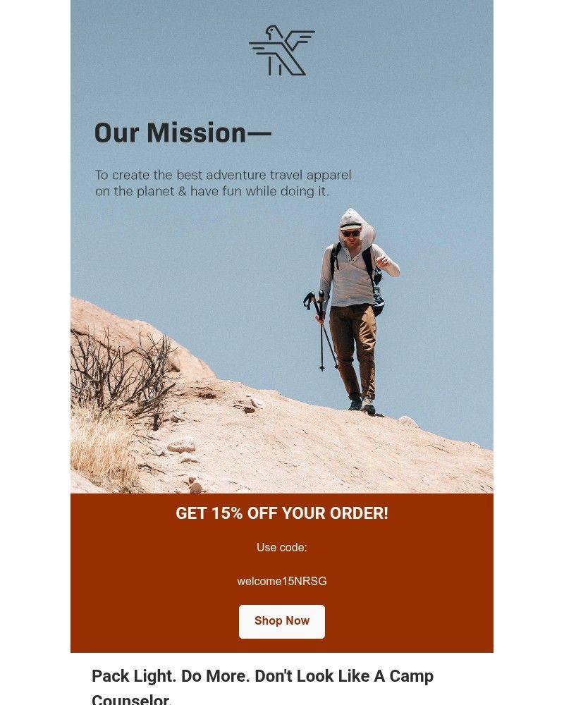 Screenshot of email sent to a KETL Mountain Apparel Newsletter subscriber