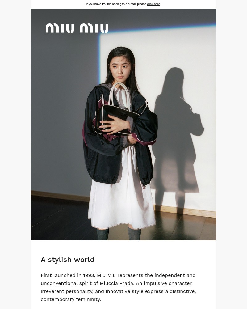 Screenshot of email sent to a Miu Miu Newsletter subscriber