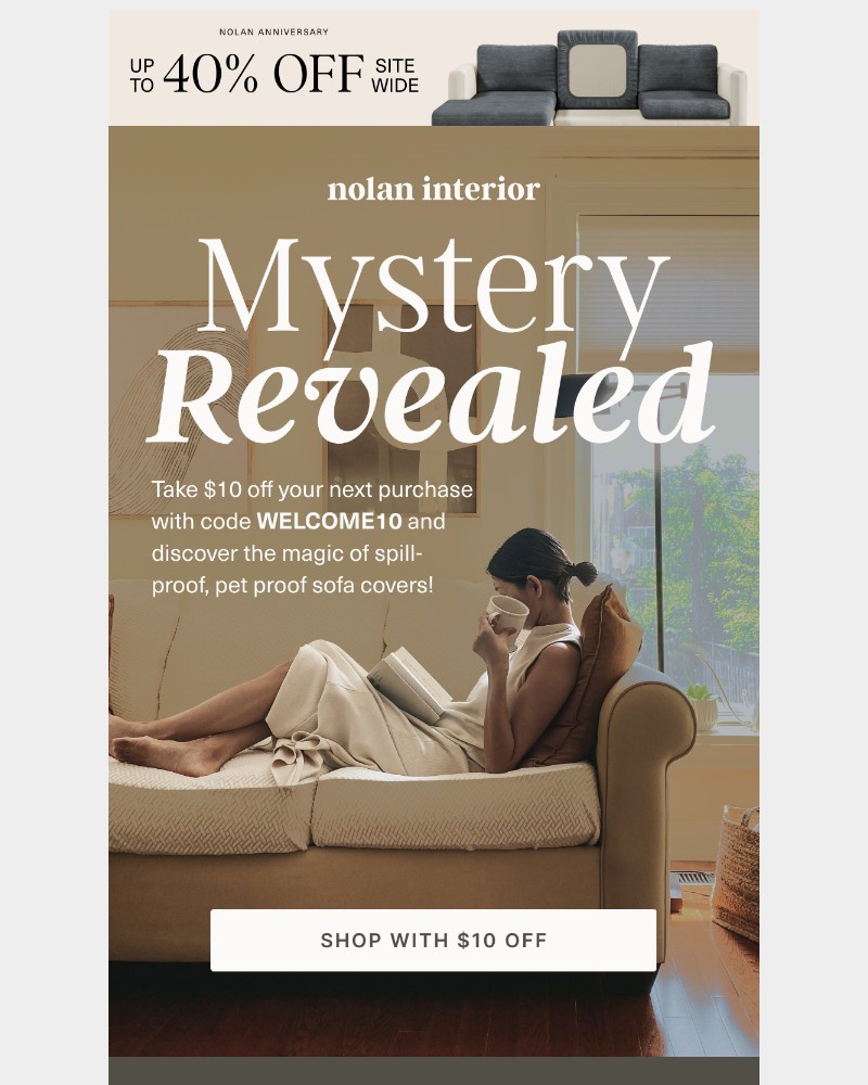 Screenshot of email sent to a Nolan Interior Newsletter subscriber