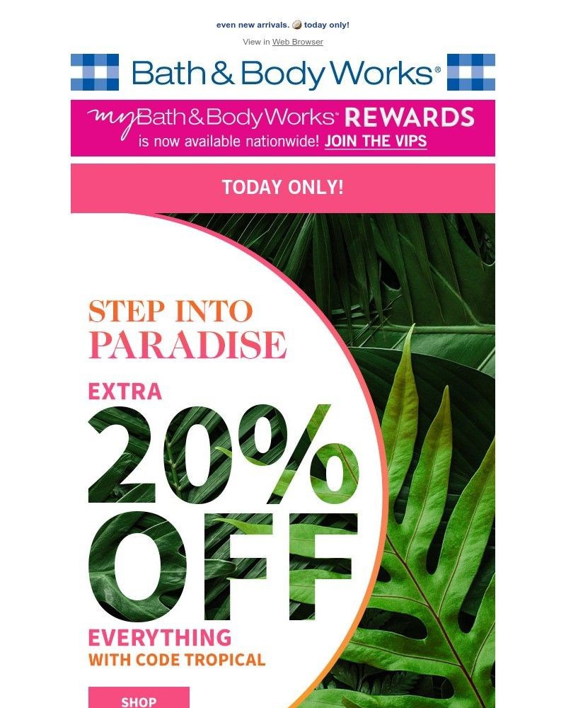 Screenshot of email with subject /media/emails/welcome-to-paradise-get-an-extra-20-off-everything-1b5383-cropped-5a6650c0.jpg