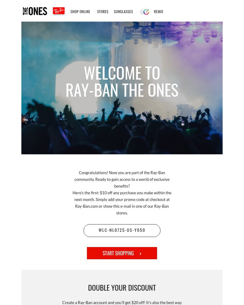 Screenshot of email sent to a Ray-Ban Newsletter subscriber