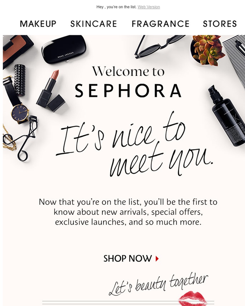 Screenshot of email sent to a Sephora Newsletter subscriber