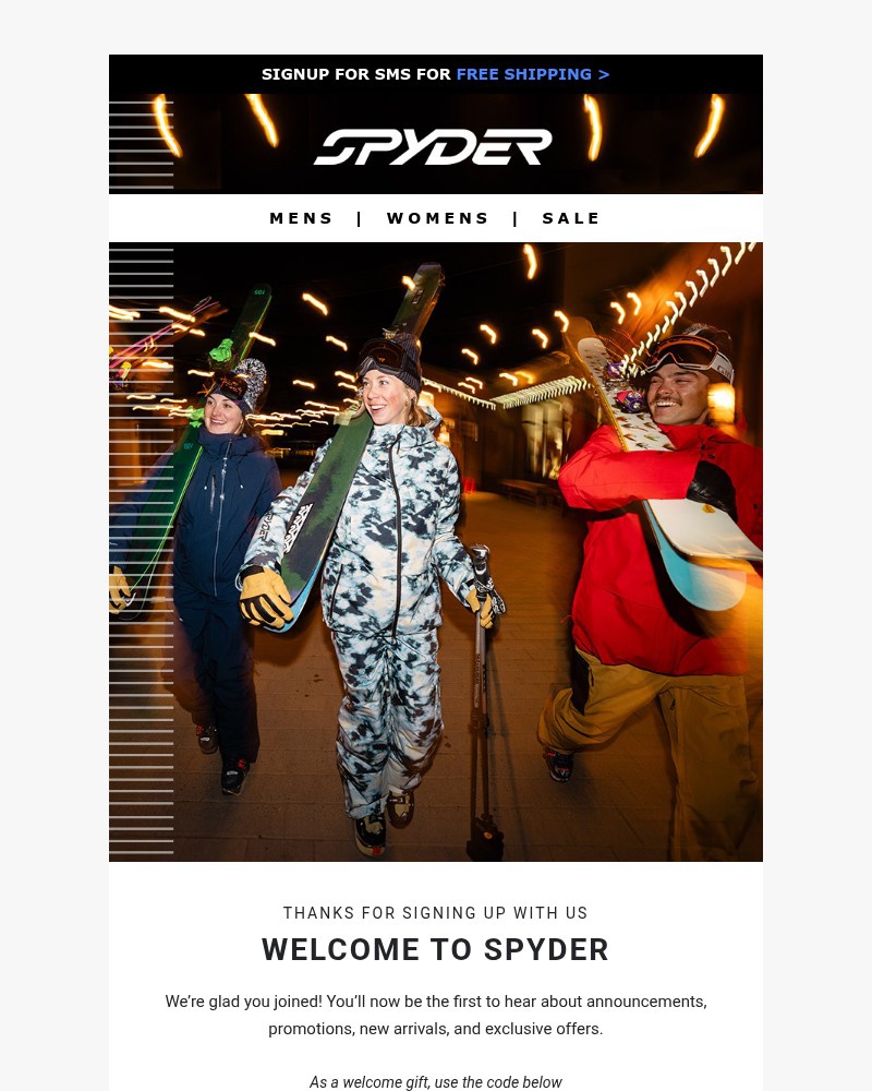 Screenshot of email sent to a Spyder Newsletter subscriber