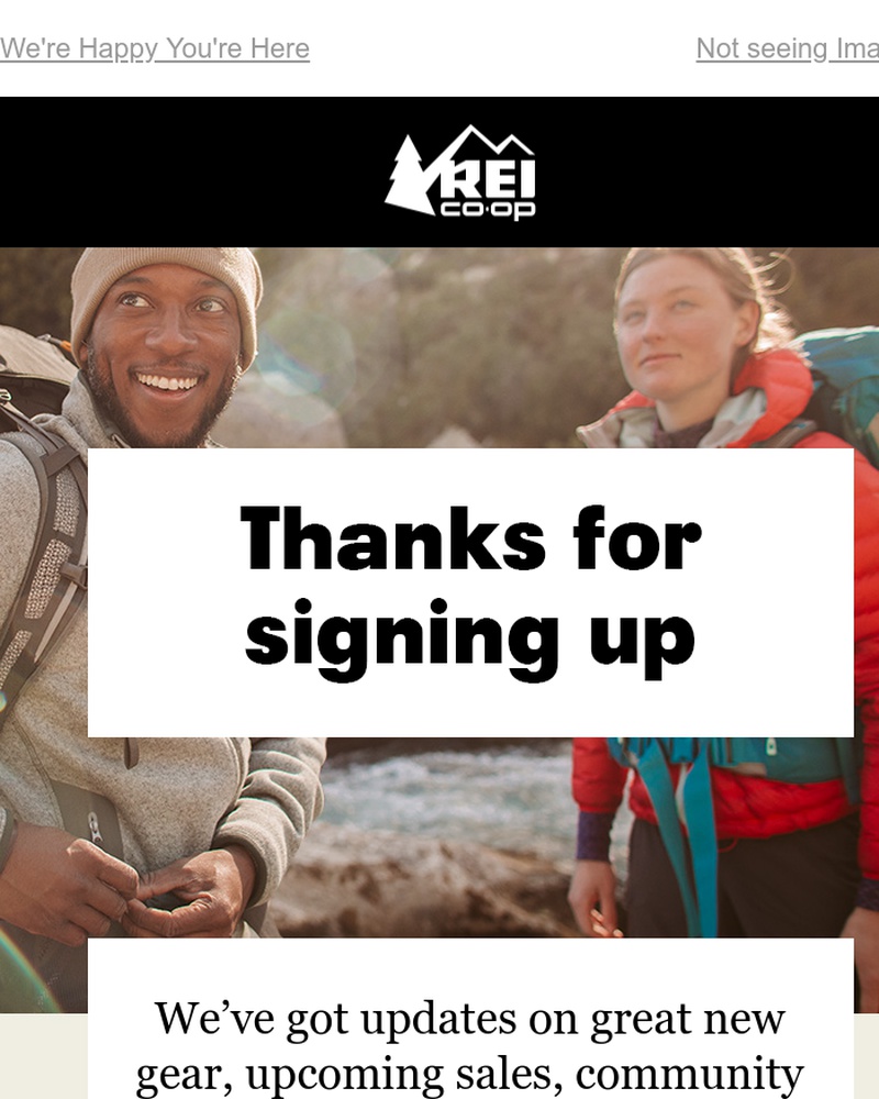 Screenshot of email sent to a REI Newsletter subscriber