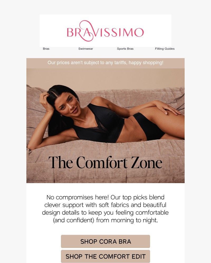 Screenshot of email sent to a Bravissimo Newsletter subscriber