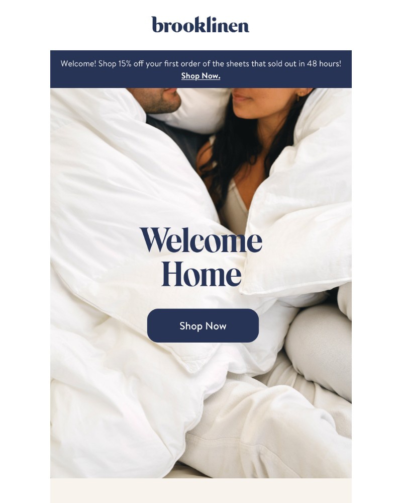 Screenshot of email sent to a Brooklinen Newsletter subscriber