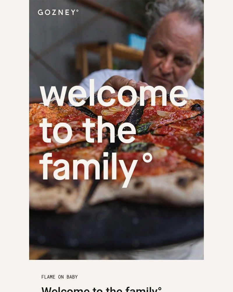 Screenshot of email sent to a Gozney Newsletter subscriber
