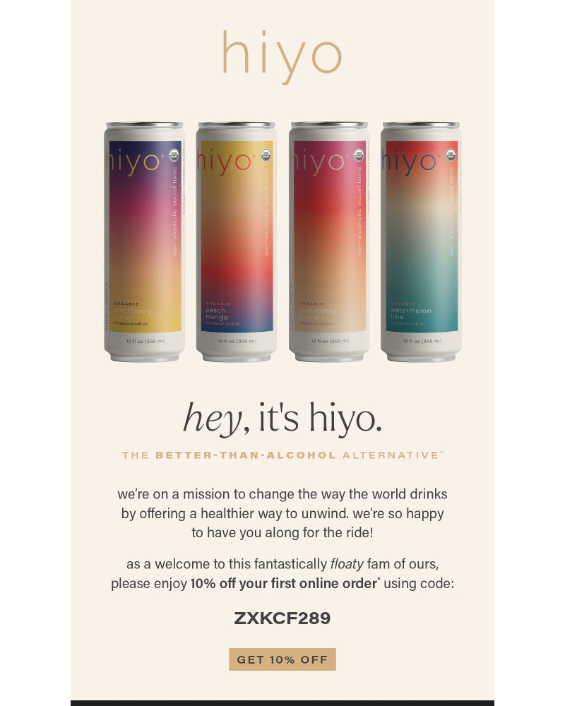 Screenshot of email sent to a hiyo Newsletter subscriber