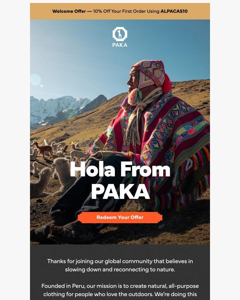 Screenshot of email sent to a Paka Newsletter subscriber