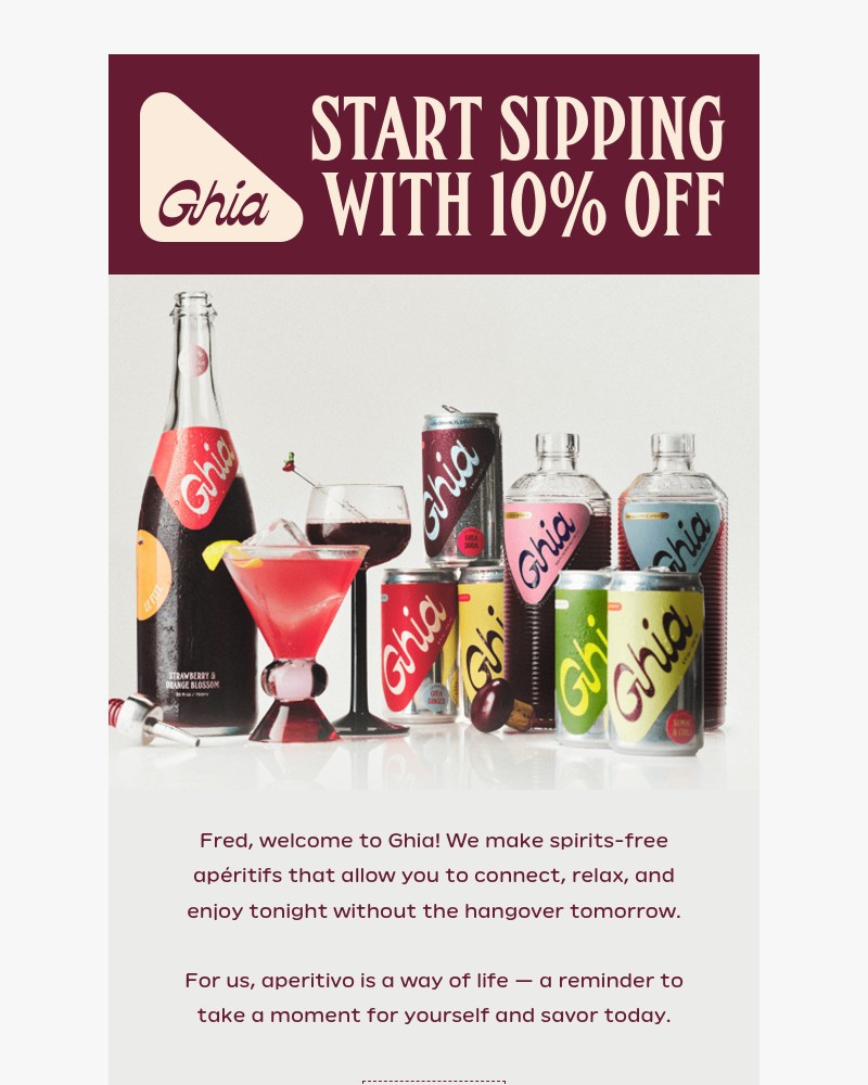 Screenshot of email sent to a Ghia Newsletter subscriber