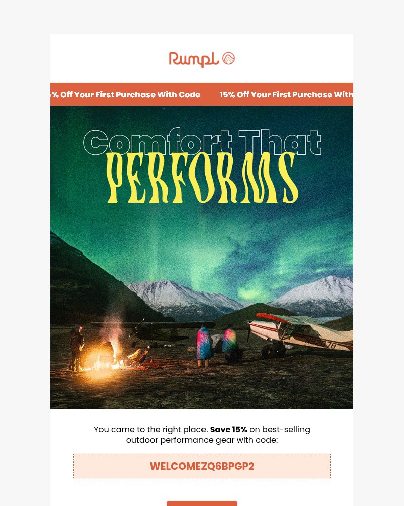 Screenshot of email sent to a Rumpl Newsletter subscriber