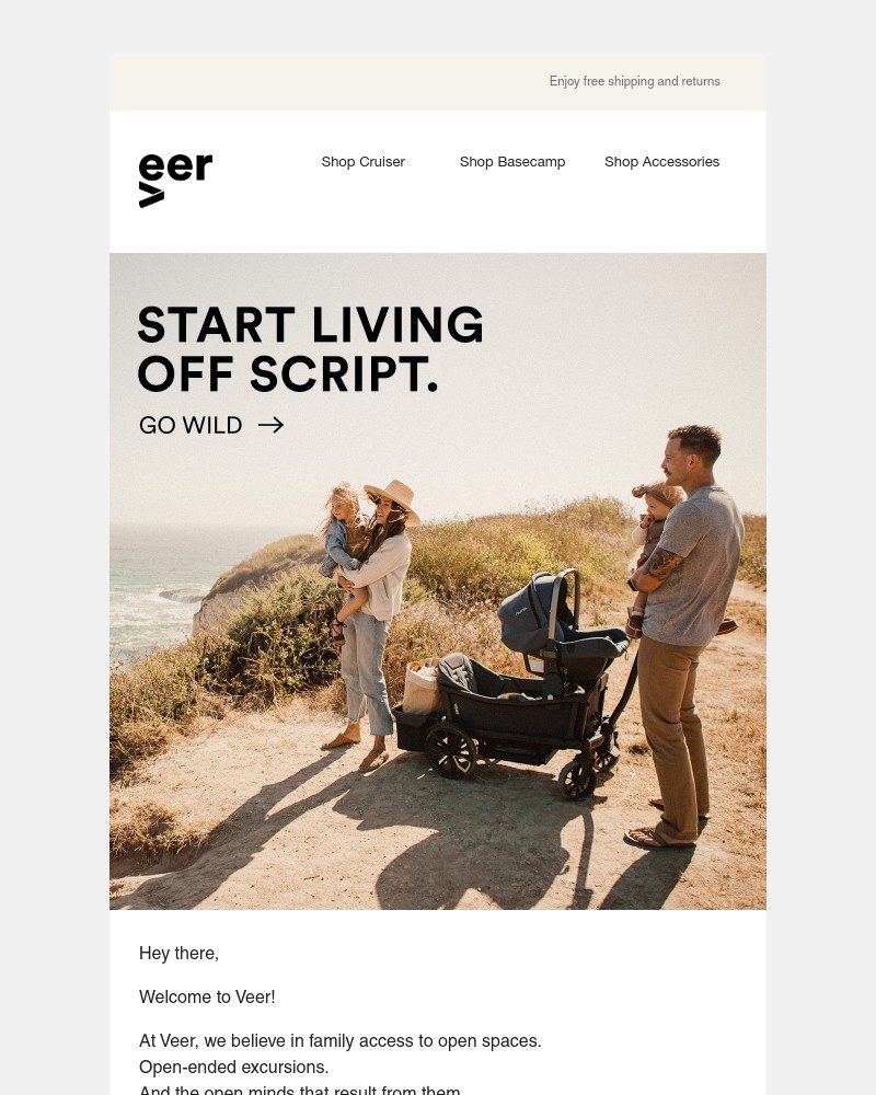 Screenshot of email sent to a Veer Newsletter subscriber