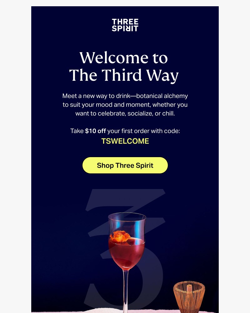 Screenshot of email sent to a Three Spirit Newsletter subscriber
