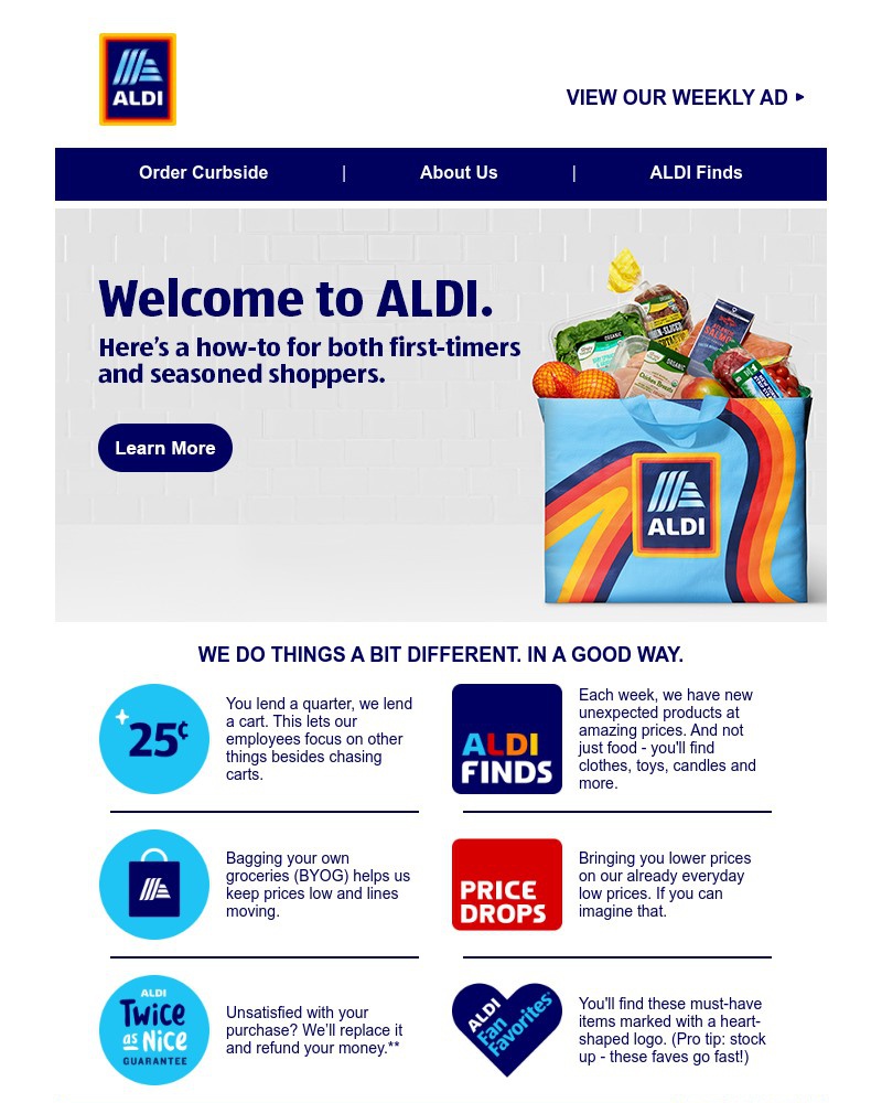 Screenshot of email sent to a Aldi Newsletter subscriber