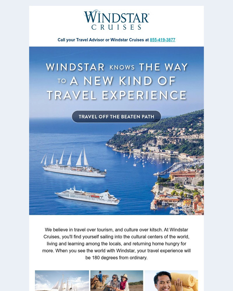 Screenshot of email sent to a Windstar Cruises Newsletter subscriber