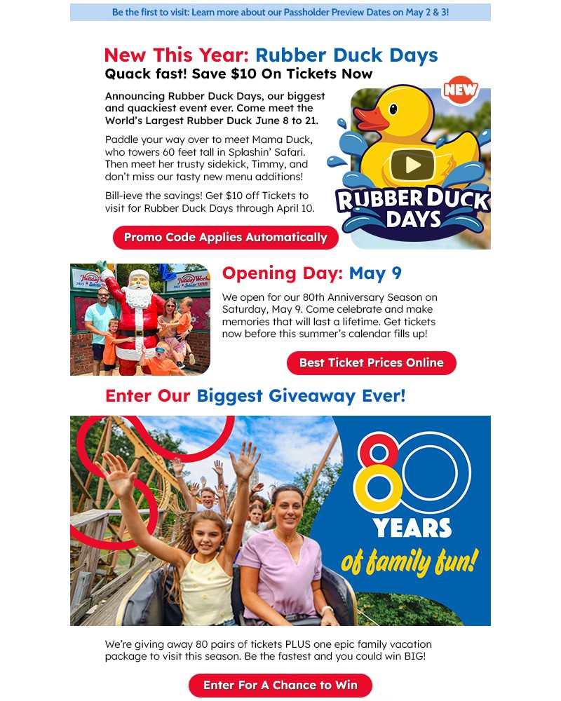 Screenshot of email sent to a Holiday World Newsletter subscriber