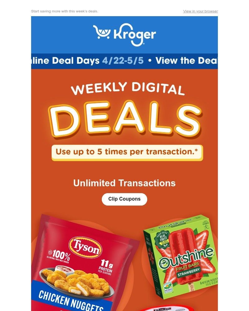 Screenshot of email sent to a Kroger Registered user