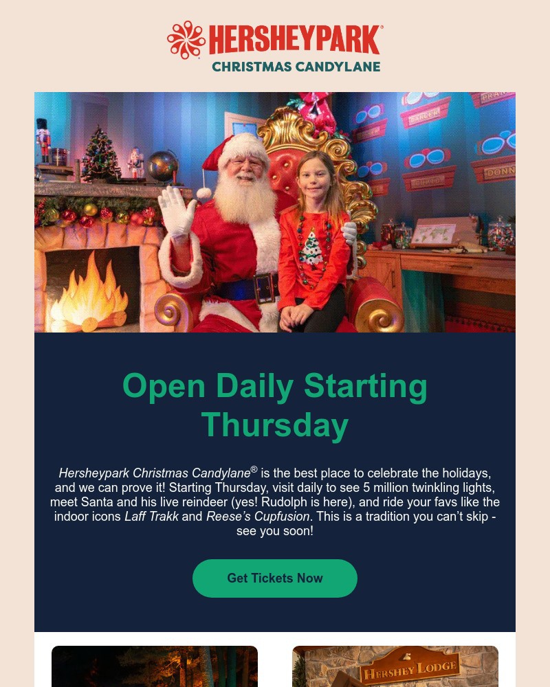 Screenshot of email sent to a Hershey Park Newsletter subscriber