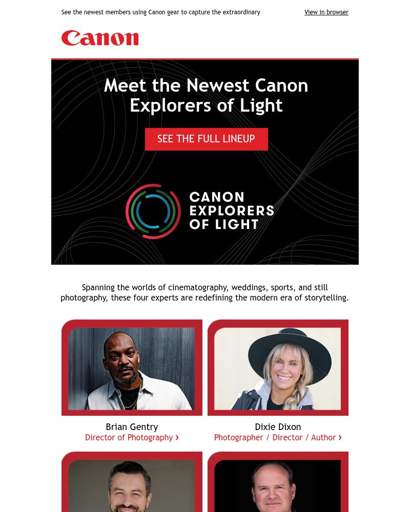 Screenshot of email sent to a Canon Newsletter subscriber