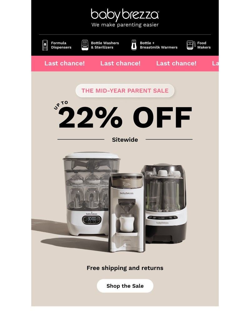 Screenshot of email sent to a Baby Brezza Newsletter subscriber