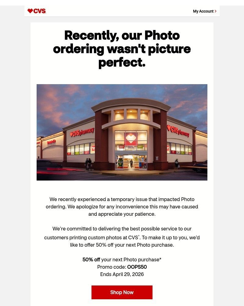 Screenshot of email sent to a CVS Newsletter subscriber