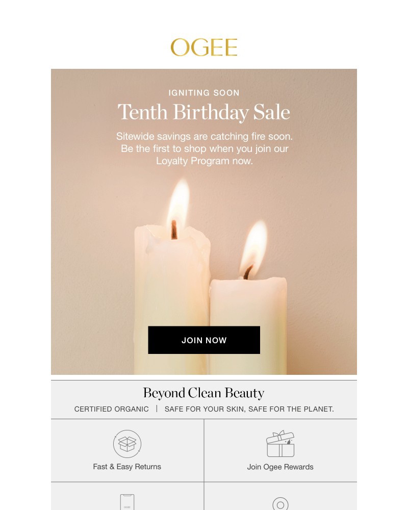 Screenshot of email sent to a Ogee Newsletter subscriber