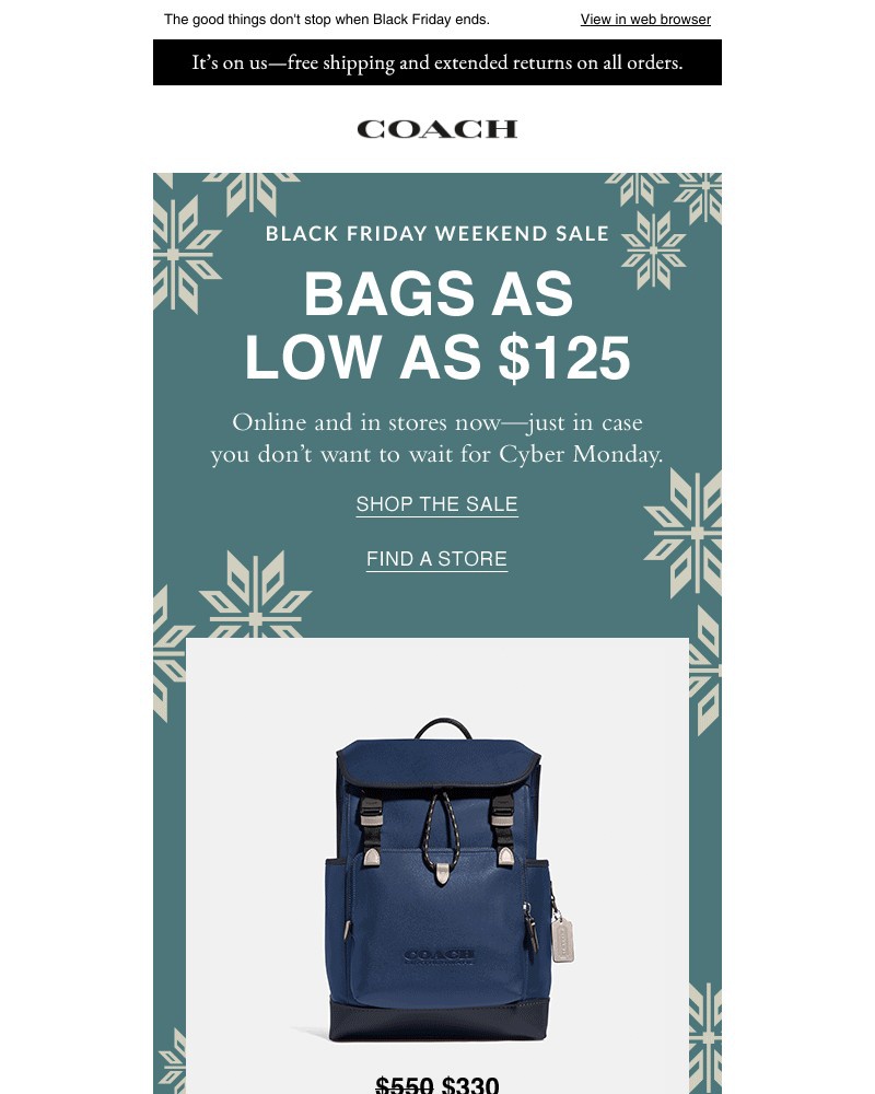 Screenshot of email with subject /media/emails/were-welcoming-you-to-cyber-weekend-with-125-bags-e4a939-cropped-2363113c.jpg