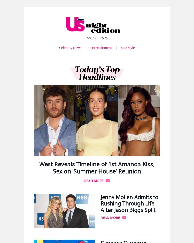 Screenshot of email sent to a Us Weekly Newsletter subscriber