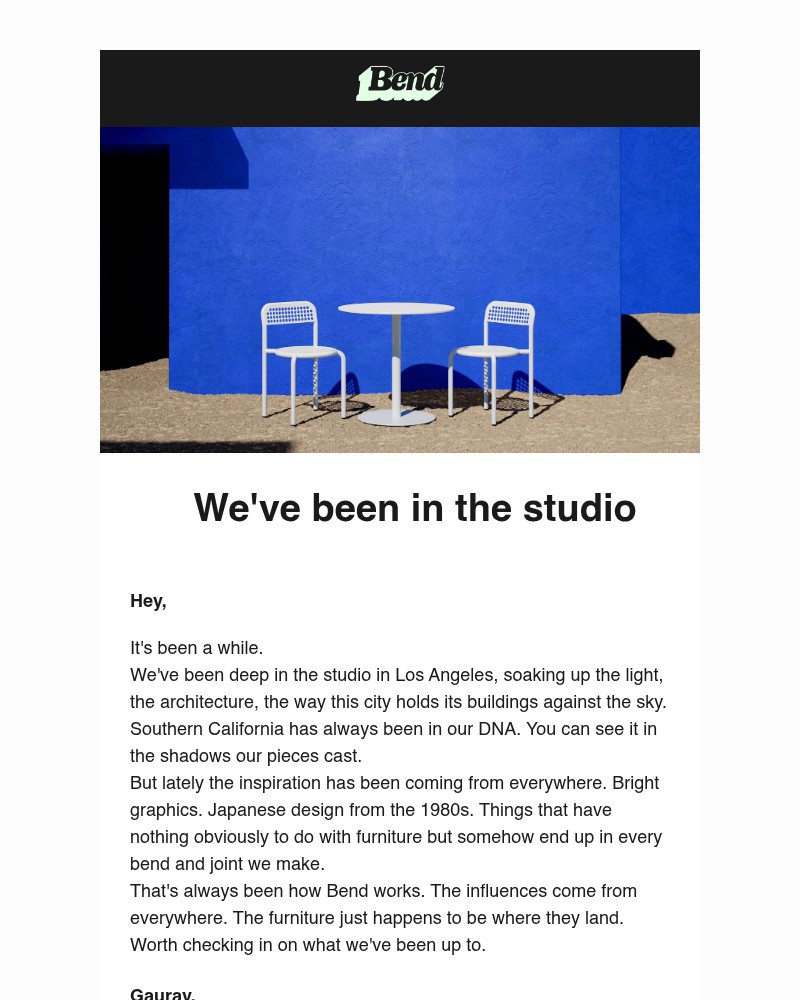Screenshot of email sent to a Bend Cart abandoner