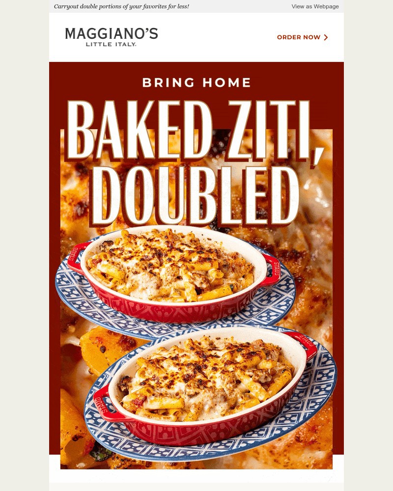 Screenshot of email sent to a Maggiano’s Little Italy Newsletter subscriber