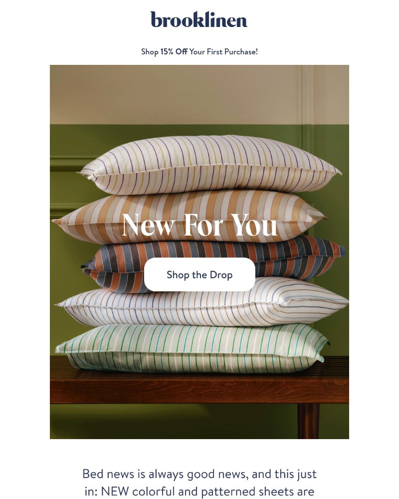 Screenshot of email sent to a Brooklinen Newsletter subscriber