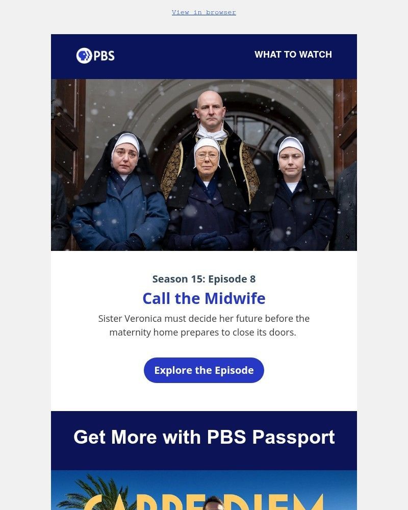 Screenshot of email sent to a PBS Newsletter subscriber