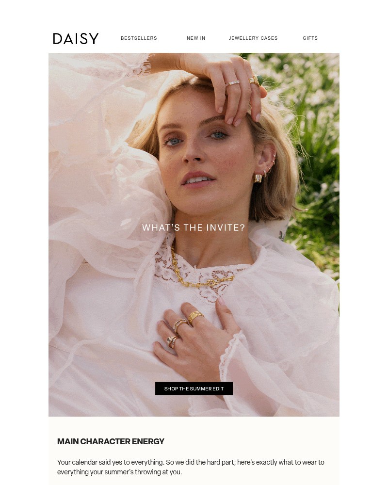 Screenshot of email sent to a Daisy Jewellery Newsletter subscriber