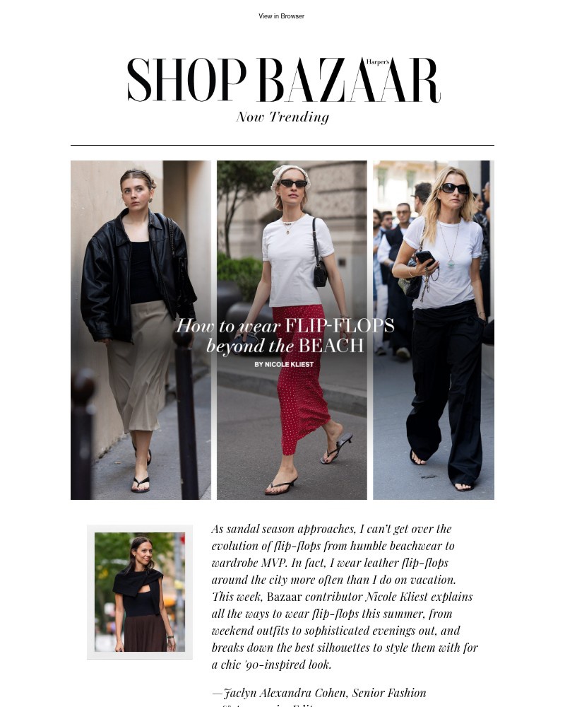 Screenshot of email sent to a Harper’s Bazaar Newsletter subscriber