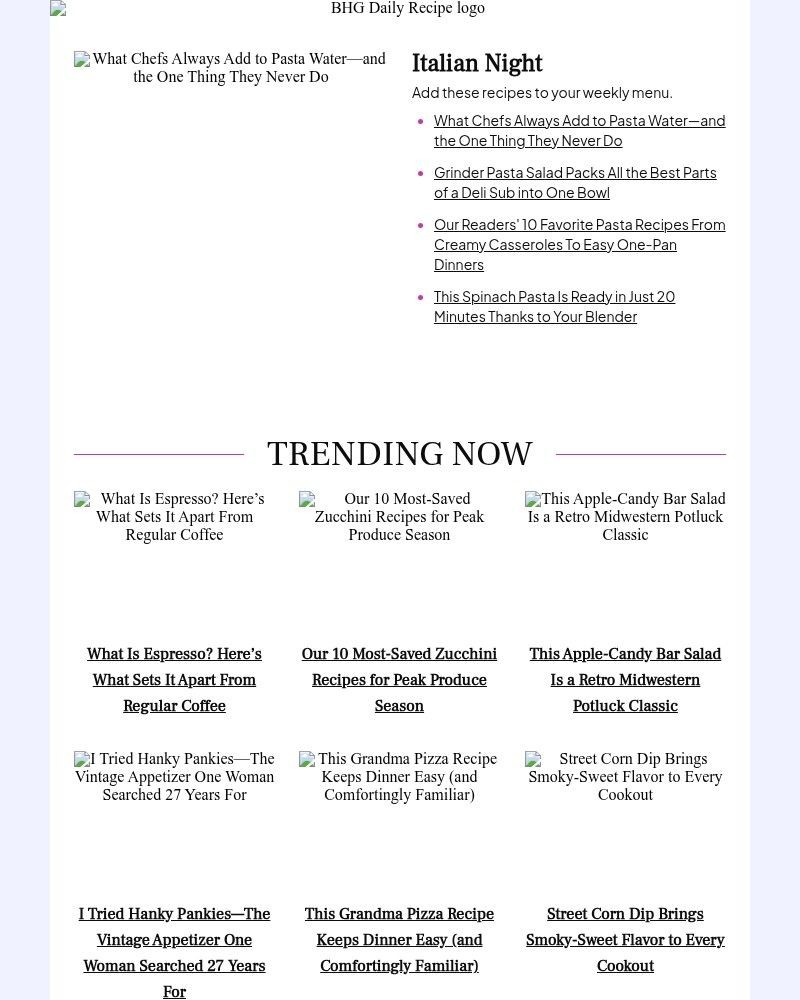 Screenshot of email sent to a Better Homes and Gardens Newsletter subscriber