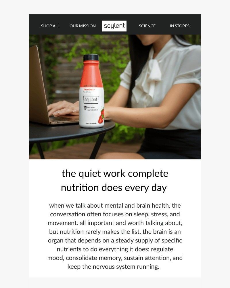 Screenshot of email sent to a Soylent Newsletter subscriber