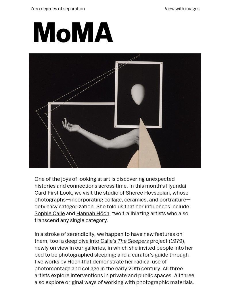 Screenshot of email sent to a The Museum of Modern Art (MoMA) Newsletter subscriber