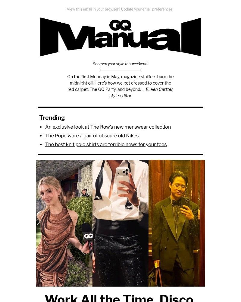 Screenshot of email sent to a GQ Newsletter subscriber