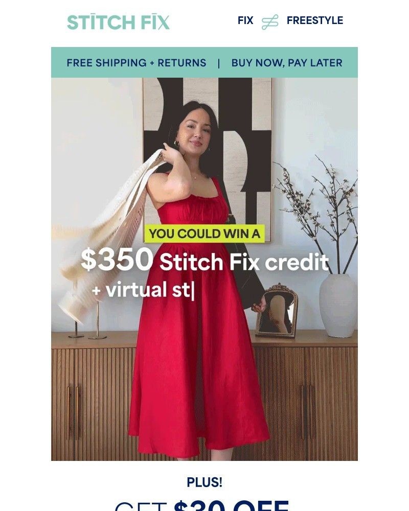 Screenshot of email sent to a Stitch Fix Cart abandoner