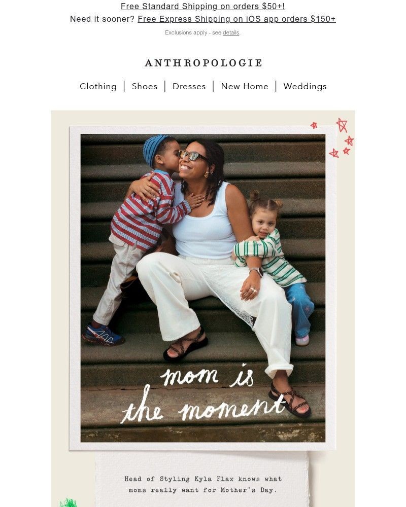 Screenshot of email sent to a Anthropologie Newsletter subscriber