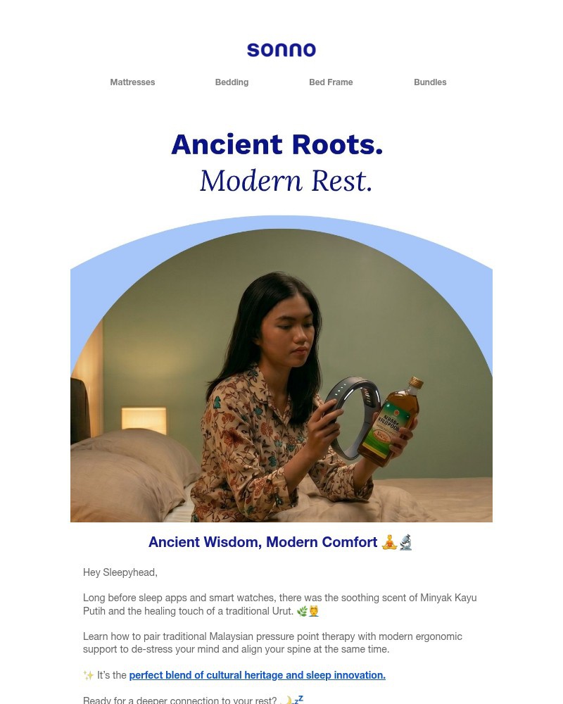 Screenshot of email sent to a Sonno Newsletter subscriber